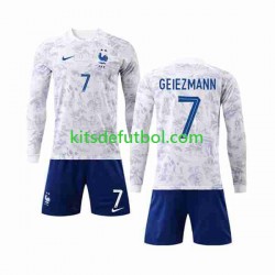 Equipación completa Niño Francia Griezmann 7 World Cup 2022 Camiseta de visitante Manga Larga