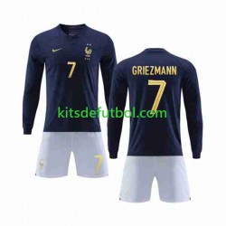 Equipación completa Niño Francia Griezmann 7 World Cup 2022 Camiseta de local Manga Larga