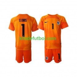 Equipación completa Niño Francia Portero Hugo Lloris 1 World Cup 2022 Camiseta de visitante Manga Corta