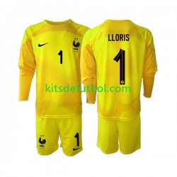 Equipación completa Niño Francia Portero Hugo Lloris 1 World Cup 2022 Camiseta alternativa Manga Larga