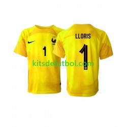 Francia Portero Hugo Lloris 1 World Cup 2022 Hombre Camiseta alternativa Manga Corta
