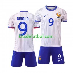 Equipación completa Niño Francia Olivier Giroud 9 Euro 2024 Camiseta de visitante Manga Corta