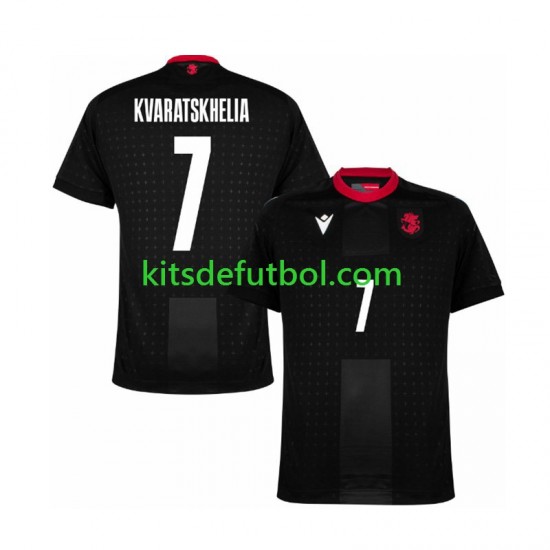 Georgia Kvaratskhelia 7 Euro 2024 Hombre Camiseta Negro de visitante Manga Corta