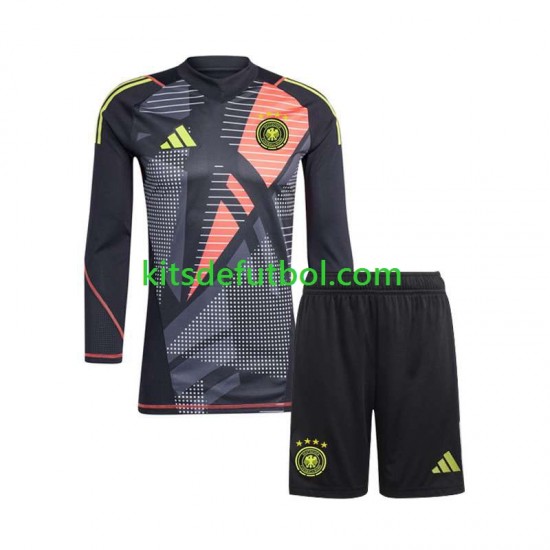 Equipación completa Niño Alemania Portero Euro 2024 Camiseta Negro de local Manga Larga