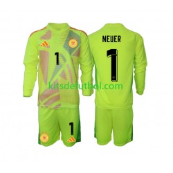 Equipación completa Niño Alemania Portero Manuel Neuer 1 Euro 2024 Camiseta de visitante Manga Larga