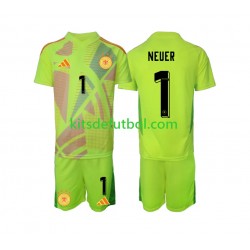 Equipación completa Niño Alemania Portero Manuel Neuer 1 Euro 2024 Camiseta de visitante Manga Corta