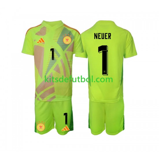 Equipación completa Niño Alemania Portero Manuel Neuer 1 Euro 2024 Camiseta de visitante Manga Corta