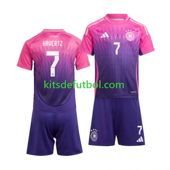 Equipación completa Niño Alemania Kai Havertz 7 Euro 2024 Camiseta de visitante Manga Corta