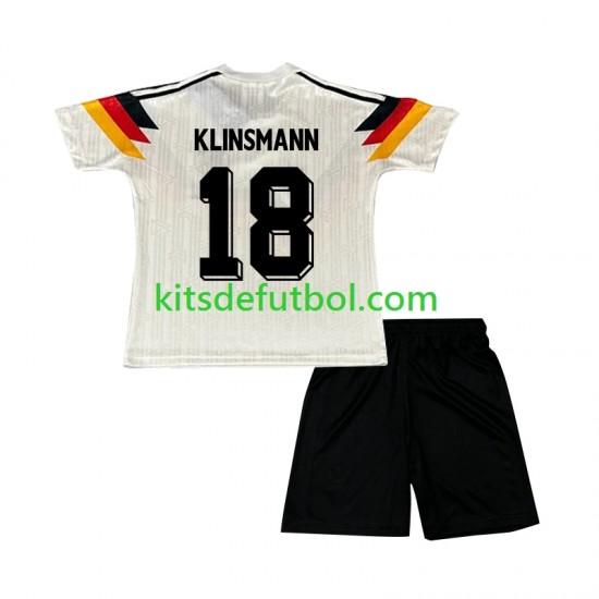 Equipación completa Niño Alemania Klinsmann 18 Retro 1990 Camiseta de local Manga Corta