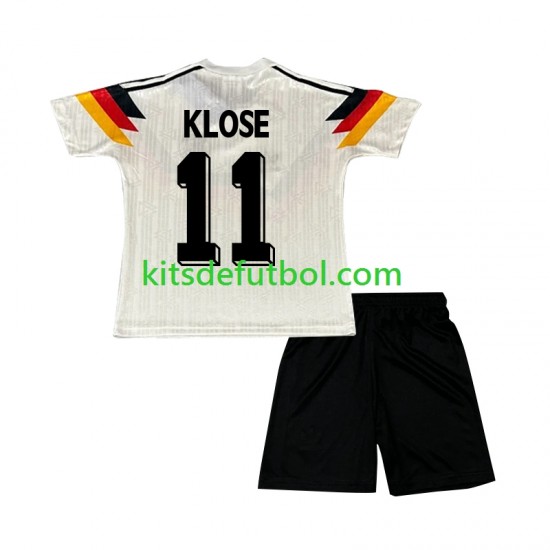 Equipación completa Niño Alemania Klose 11 Retro 1990 Camiseta de local Manga Corta