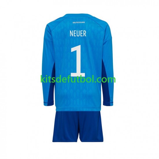 Equipación completa Niño Alemania Portero Manuel Neuer 1 World Cup 2022 Camiseta de local Manga Larga Equipación completa Niño Alemania Portero Manuel Neuer 1 World Cup 2022 Camiseta de local Manga Larga