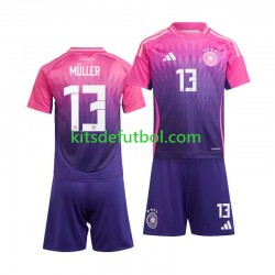 Equipación completa Niño Alemania Thomas Muller 13 Euro 2024 Camiseta de visitante Manga Corta
