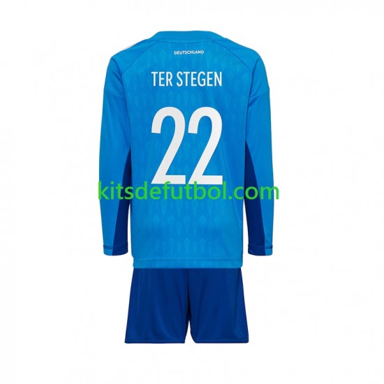 Equipación completa Niño Alemania Portero ter Stegen 22 World Cup 2022 Camiseta de local Manga Larga