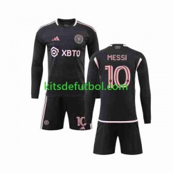 Equipación completa Niño Inter Miami Lionel Messi 10 Camiseta de visitante 2023-2024 Manga Larga