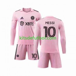 Equipación completa Niño Inter Miami Lionel Messi 10 Camiseta de local 2023-2024 Manga Larga