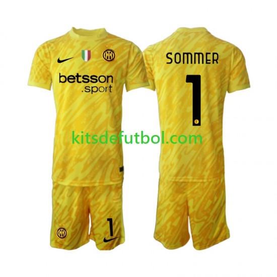 Equipación completa Niño Inter Milan Portero Yann Sommer 1 Camiseta de visitante 2024-2025 Manga Corta