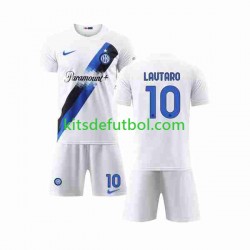 Equipación completa Niño Inter Milan Lautaro Martinez 10 Camiseta de visitante 2023-2024 Manga Corta
