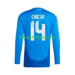Italia Chiesa 14 Euro 2024 Hombre Camiseta Azul de local Manga Larga