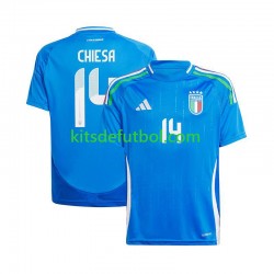Italia Chiesa 14 Euro 2024 Hombre Camiseta Azul de local Manga Corta