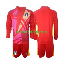 Equipación completa Niño Italia Portero Euro 2024 Camiseta Rojo alternativa Manga Larga