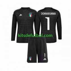 Equipación completa Niño Italia Portero Donnarumma 1 2023 Camiseta de visitante Manga Larga