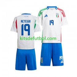 Equipación completa Niño Italia Mateo Retegui 19 2024 Camiseta de visitante Manga Corta