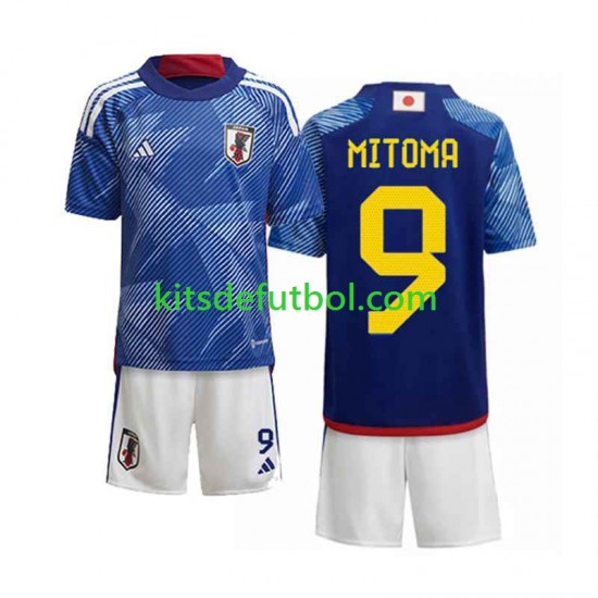 Equipación completa Niño Japón Mitoma 9 World Cup 2022 Camiseta de local Manga Corta