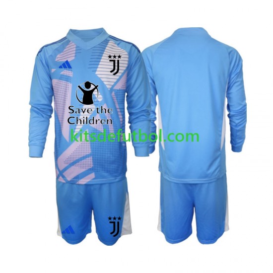 Equipación completa Niño Juventus Portero Camiseta Azul de local 2024-2025 Manga Larga