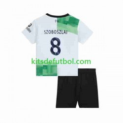 Equipación completa Niño Liverpool Dominik Szoboszlai 8 2023 Camiseta de visitante Manga Corta