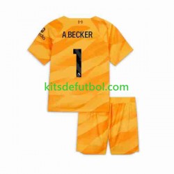 Equipación completa Niño Liverpool Portero A Becker 1 Camiseta alternativa 2023-2024 Manga Corta