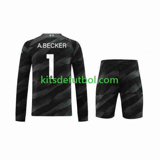 Equipación completa Niño Liverpool Portero A.Becker 1 Camiseta de visitante 2023-2024 Manga Larga