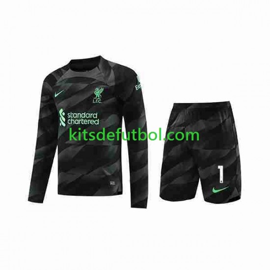 Equipación completa Niño Liverpool Portero A.Becker 1 Camiseta de visitante 2023-2024 Manga Larga