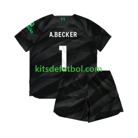 Equipación completa Niño Liverpool Portero A.Becker 1 Camiseta de visitante 2023-2024 Manga Corta
