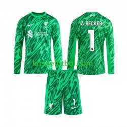 Equipación completa Niño Liverpool Portero Alisson Becker 1 Camiseta de visitante 2024-2025 Manga Larga