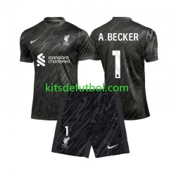 Equipación completa Niño Liverpool Portero Alisson Becker 1 Camiseta de local 2024-2025 Manga Corta