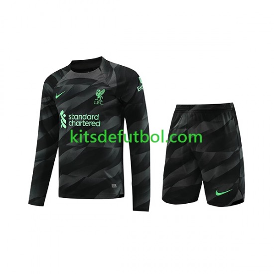 Equipación completa Niño Liverpool Portero Camiseta de visitante 2023-2024 Manga Larga