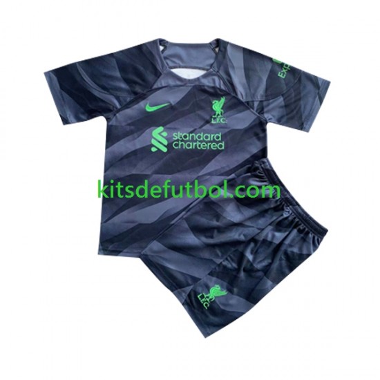 Equipación completa Niño Liverpool Portero Camiseta de visitante 2023-2024 Manga Corta
