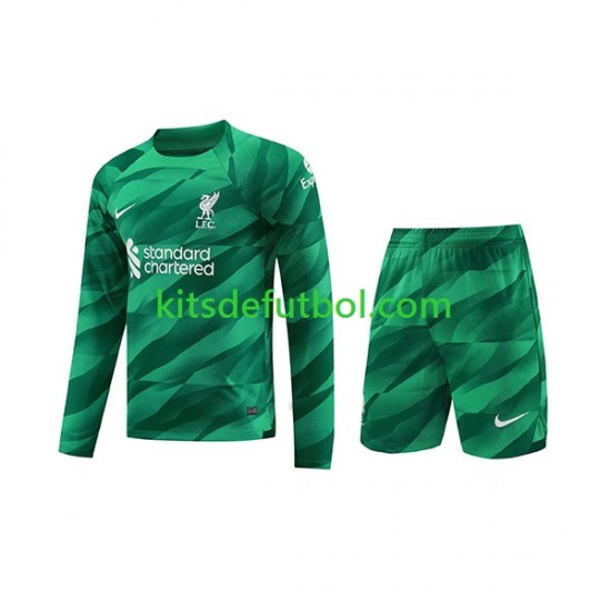 Equipación completa Niño Liverpool Portero Camiseta de local 2023-2024 Manga Larga