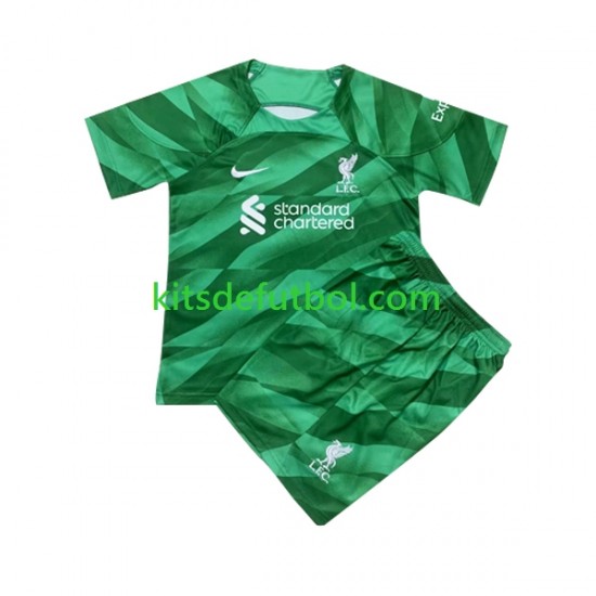 Equipación completa Niño Liverpool Portero Camiseta de local 2023-2024 Manga Corta