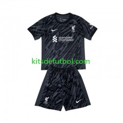 Equipación completa Niño Liverpool Portero Camiseta Negro de local 2024-2025 Manga Corta