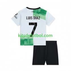 Equipación completa Niño Liverpool Luis Diaz 7 Camiseta de visitante 2023-2024 Manga Corta