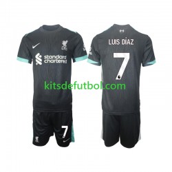 Equipación completa Niño Liverpool Luis Diaz 7 Camiseta de visitante 2024-2025 Manga Corta