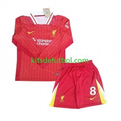 Equipación completa Niño Liverpool Szoboszlai 8 Camiseta de local 2024-2025 Manga Larga