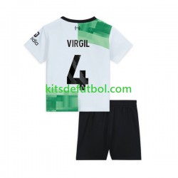 Equipación completa Niño Liverpool Virgil van Dijk 4 Camiseta de visitante 2023-2024 Manga Corta