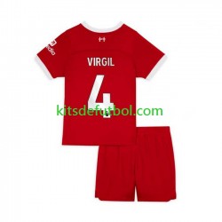 Equipación completa Niño Liverpool Virgil van Dijk 4 Camiseta de local 2023-2024 Manga Corta