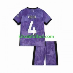 Equipación completa Niño Liverpool Virgil van Dijk 4 Camiseta alternativa 2023-2024 Manga Corta