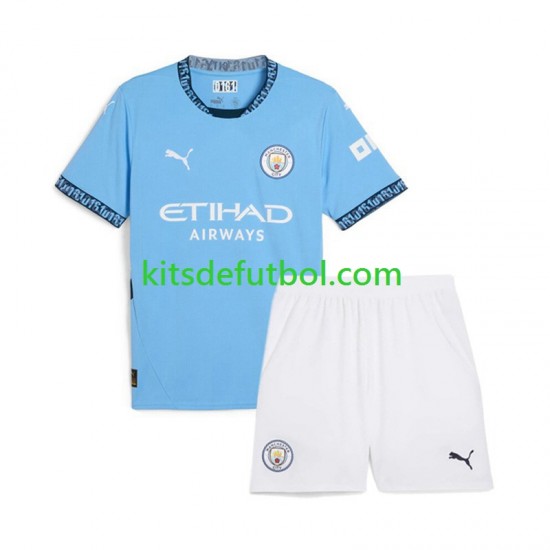 Equipación completa Niño Manchester City Camiseta Azul de local 2024-2025 Manga Corta