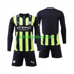 Equipación completa Niño Manchester City Camiseta de visitante 2024-2025 Manga Larga
