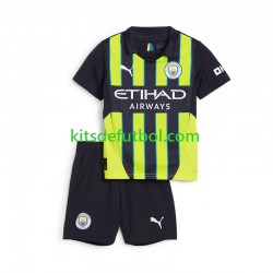 Equipación completa Niño Manchester City Camiseta de visitante 2024-2025 Manga Corta
