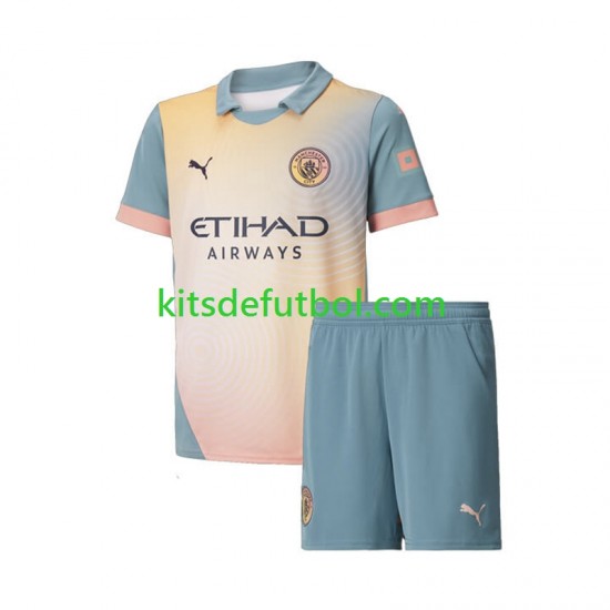 Equipación completa Niño Manchester City Camiseta Cuarta 2024-2025 Manga Corta